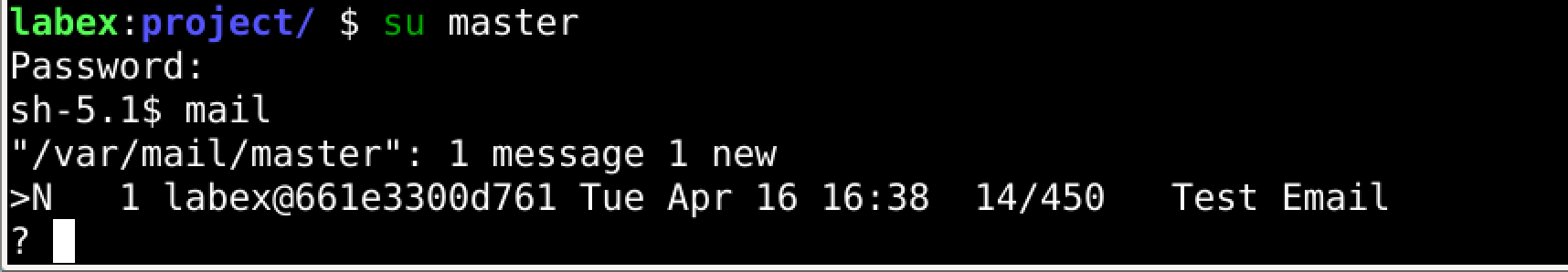 Vista de la bandeja de entrada de correo en el terminal