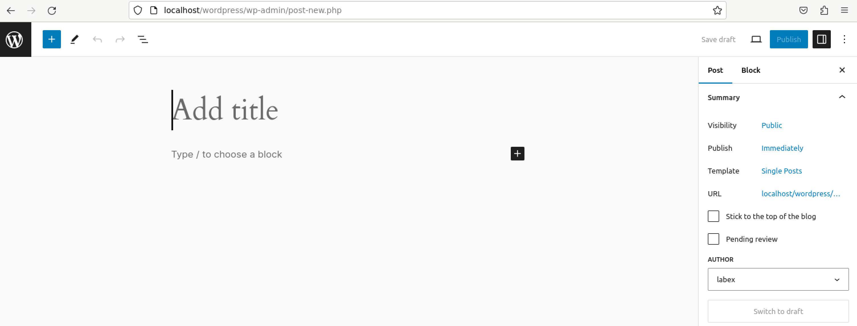 WordPress admin dashboard