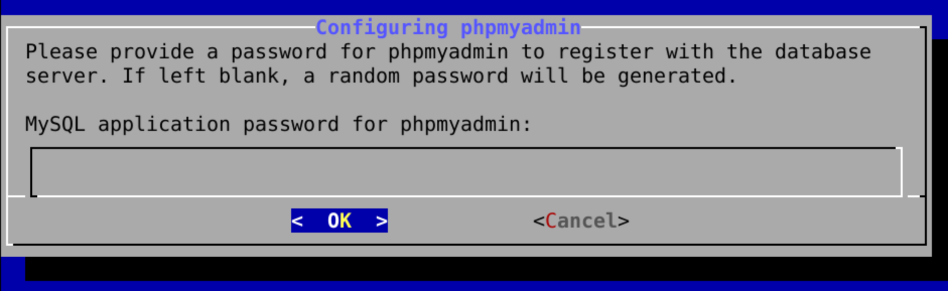 phpMyAdmin 비밀번호 입력