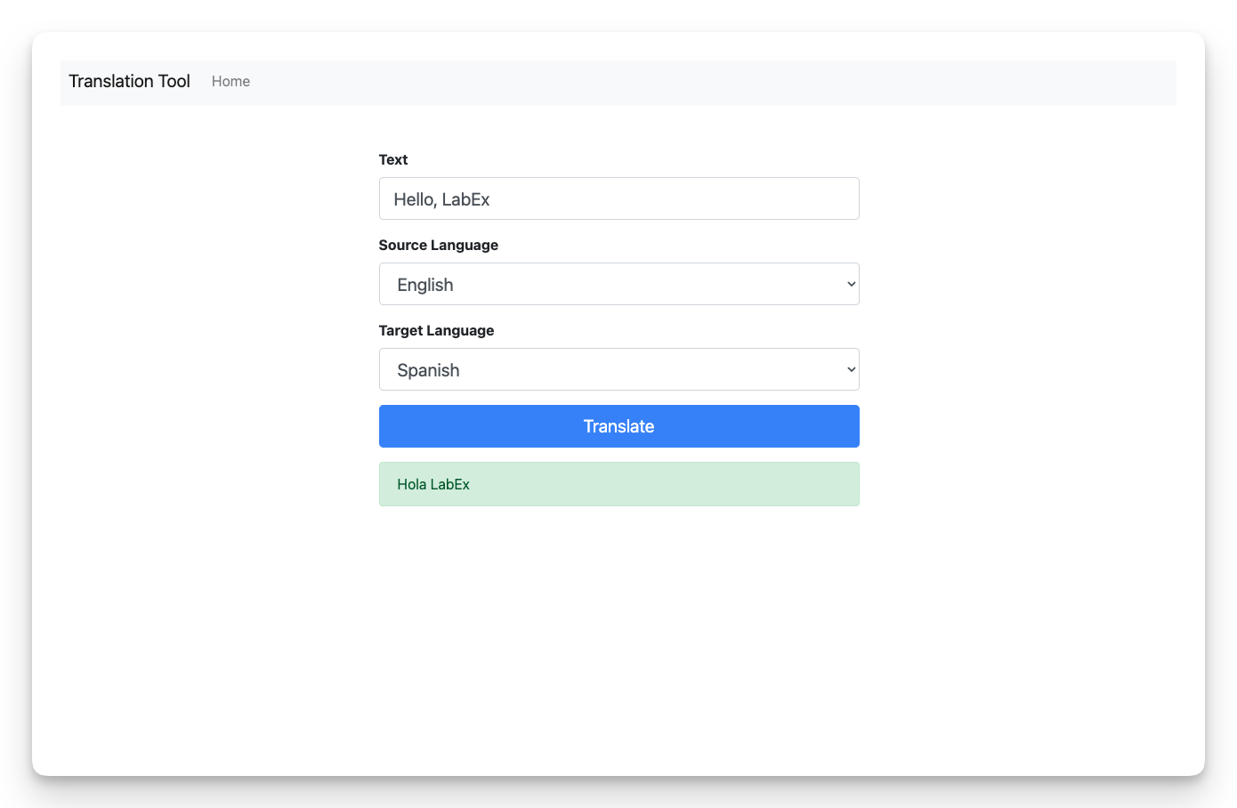Pré-visualização da interface da ferramenta de tradução