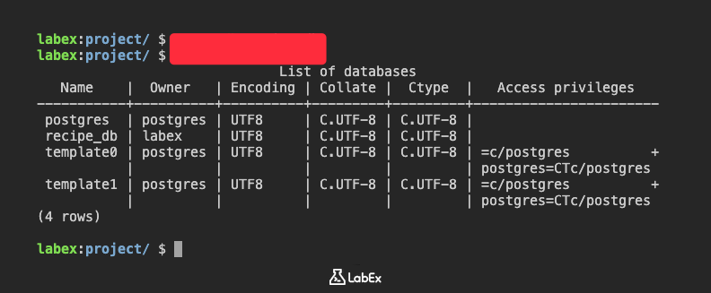数据库列表输出示例