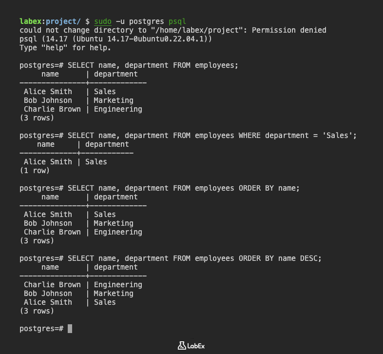 Illustration for querying data in PostgreSQL