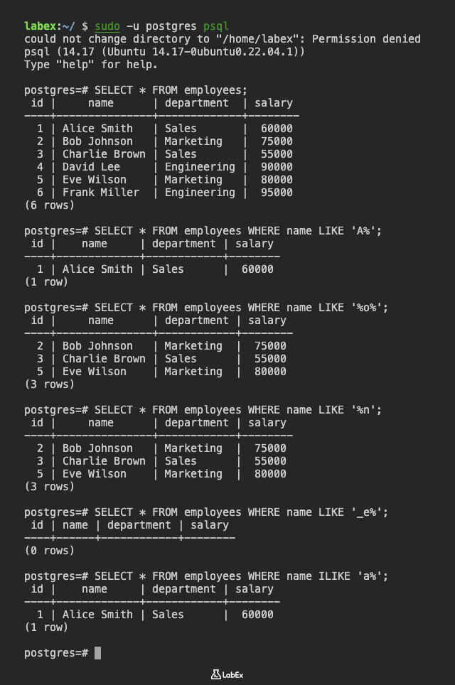 LIKE 연산자 사용에 대한 그림