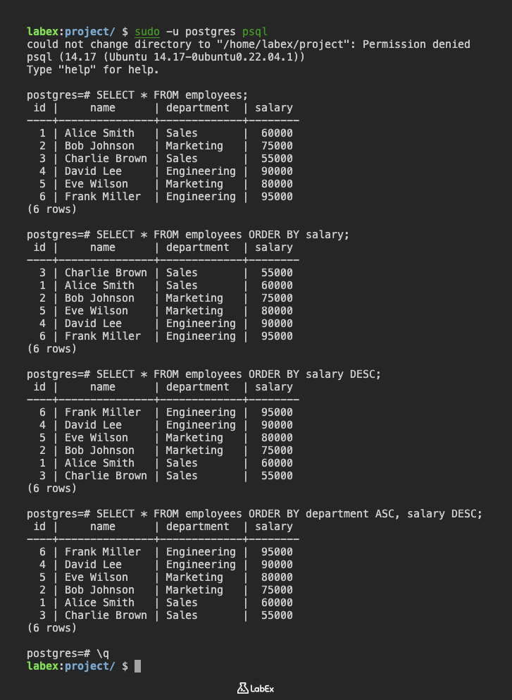 PostgreSQL 에서 데이터 정렬에 대한 그림