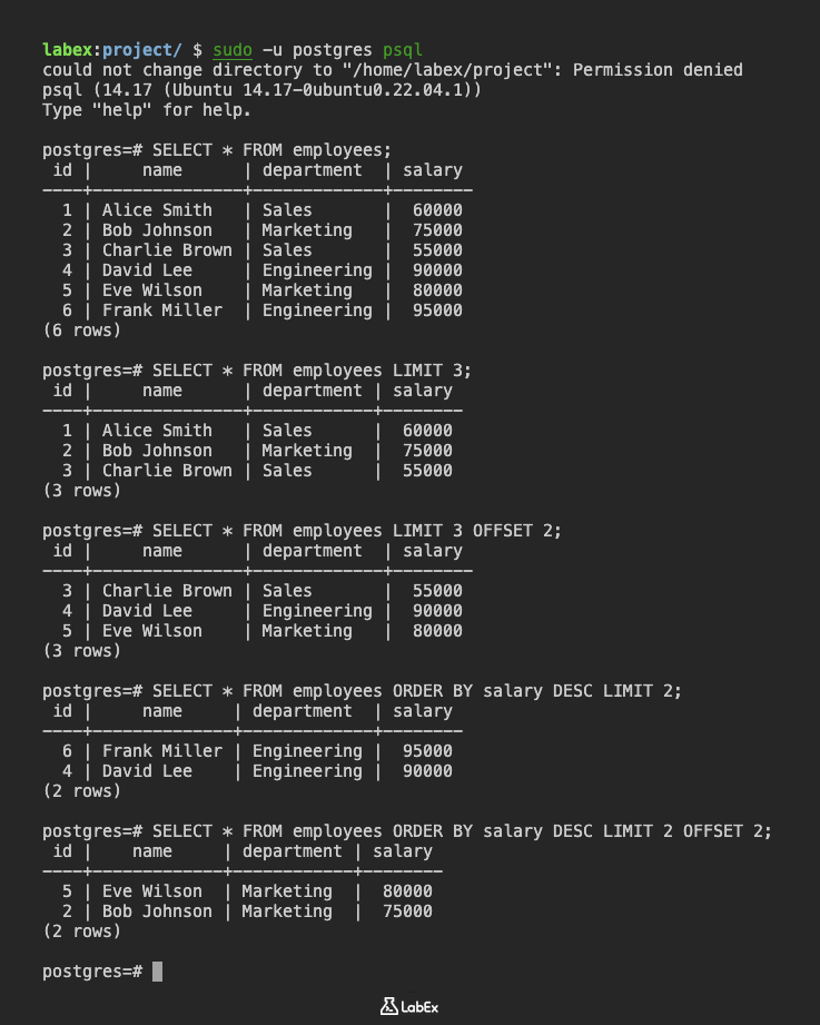 LIMIT 및 OFFSET 에 대한 그림