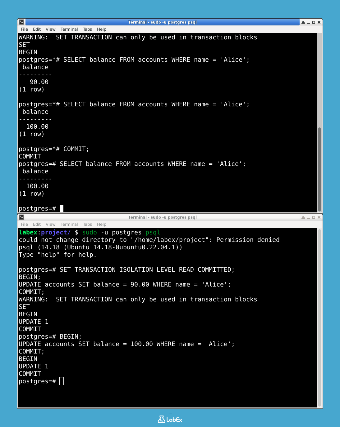 可重复读隔离级别的屏幕截图