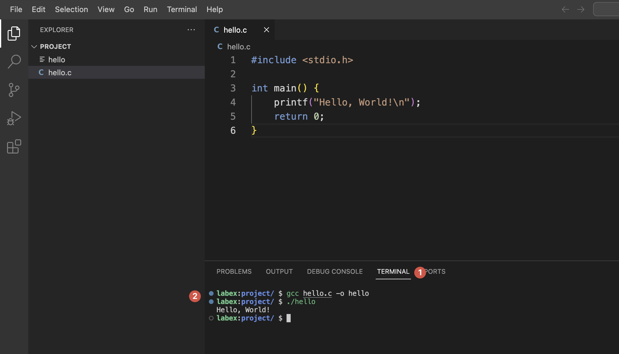 终端运行 C 程序