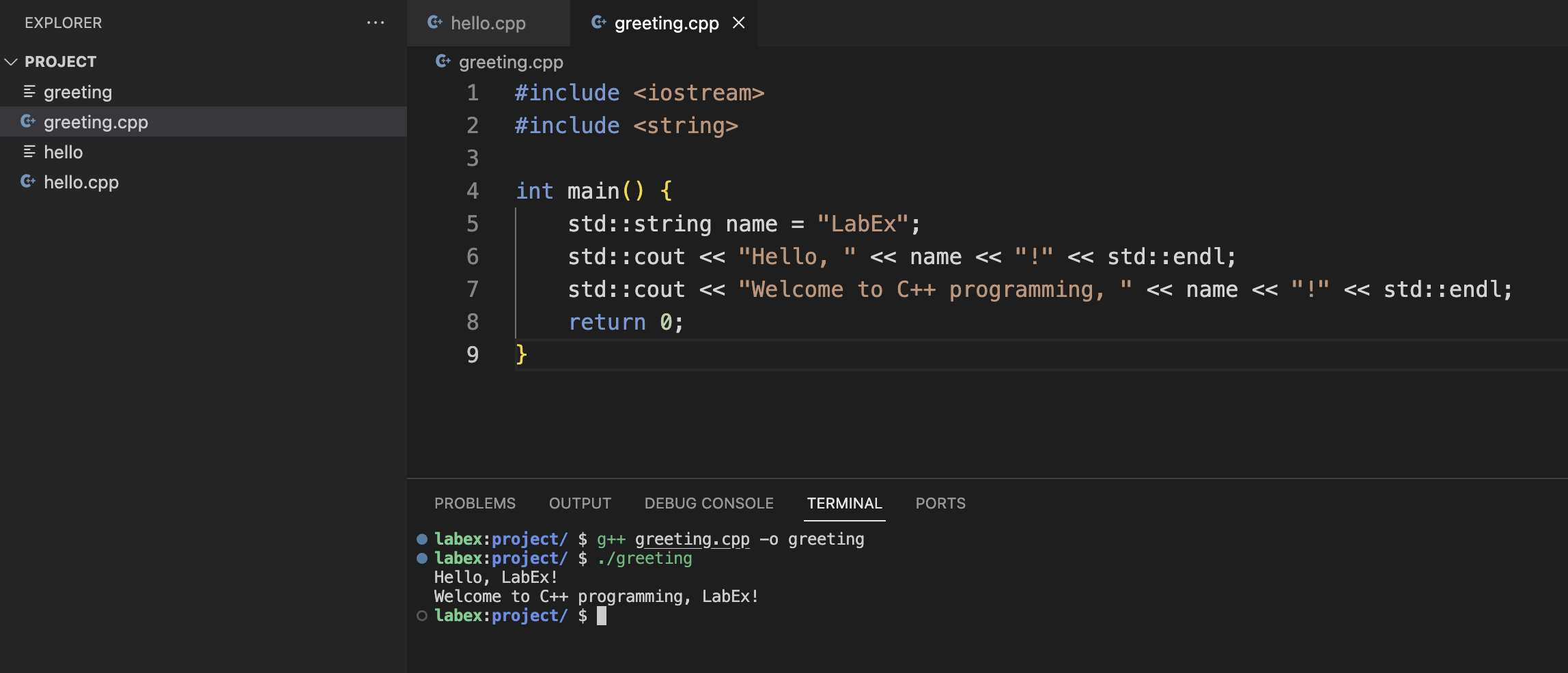 终端输出问候语