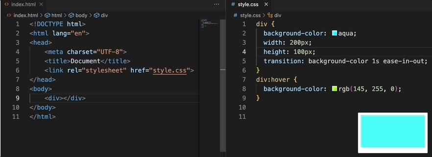 CSS transition example animation