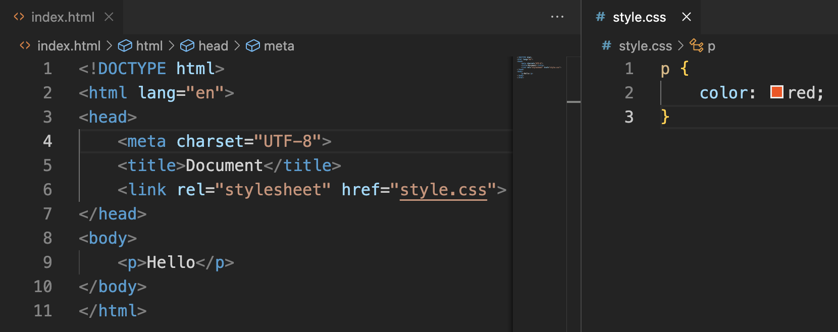 CSS type selector example