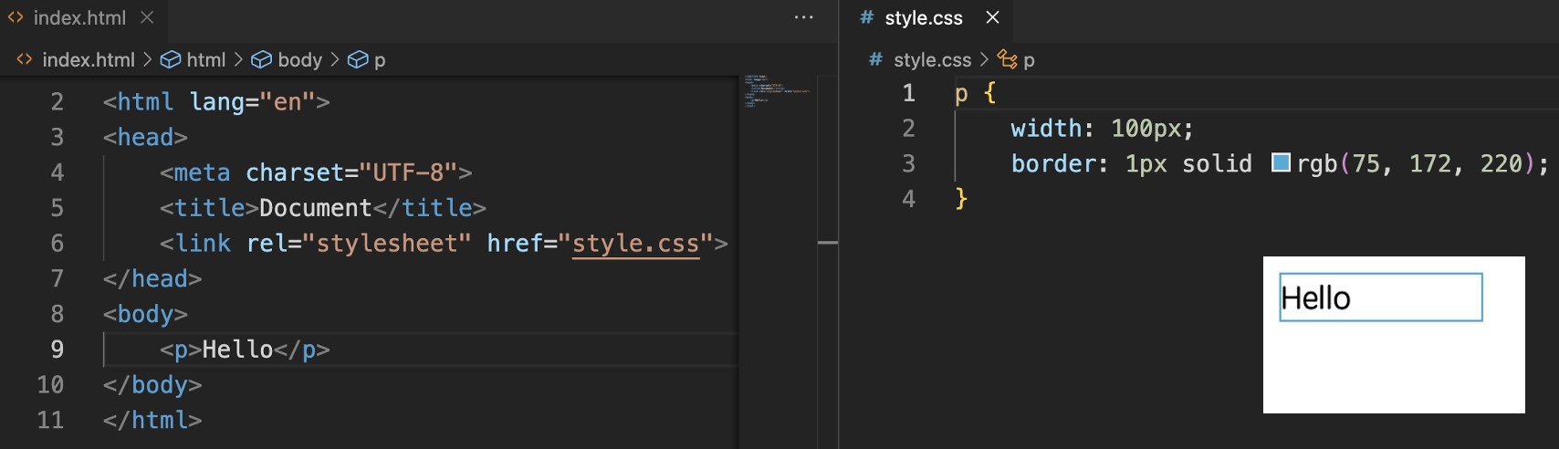 Código de ejemplo de borde CSS
