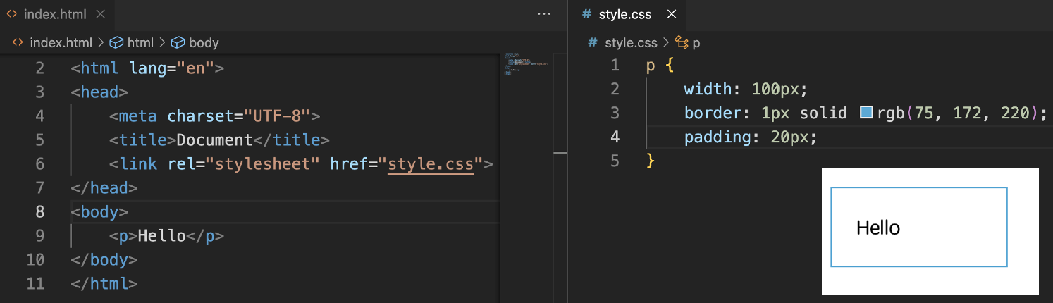 Ilustración de ejemplo de relleno CSS