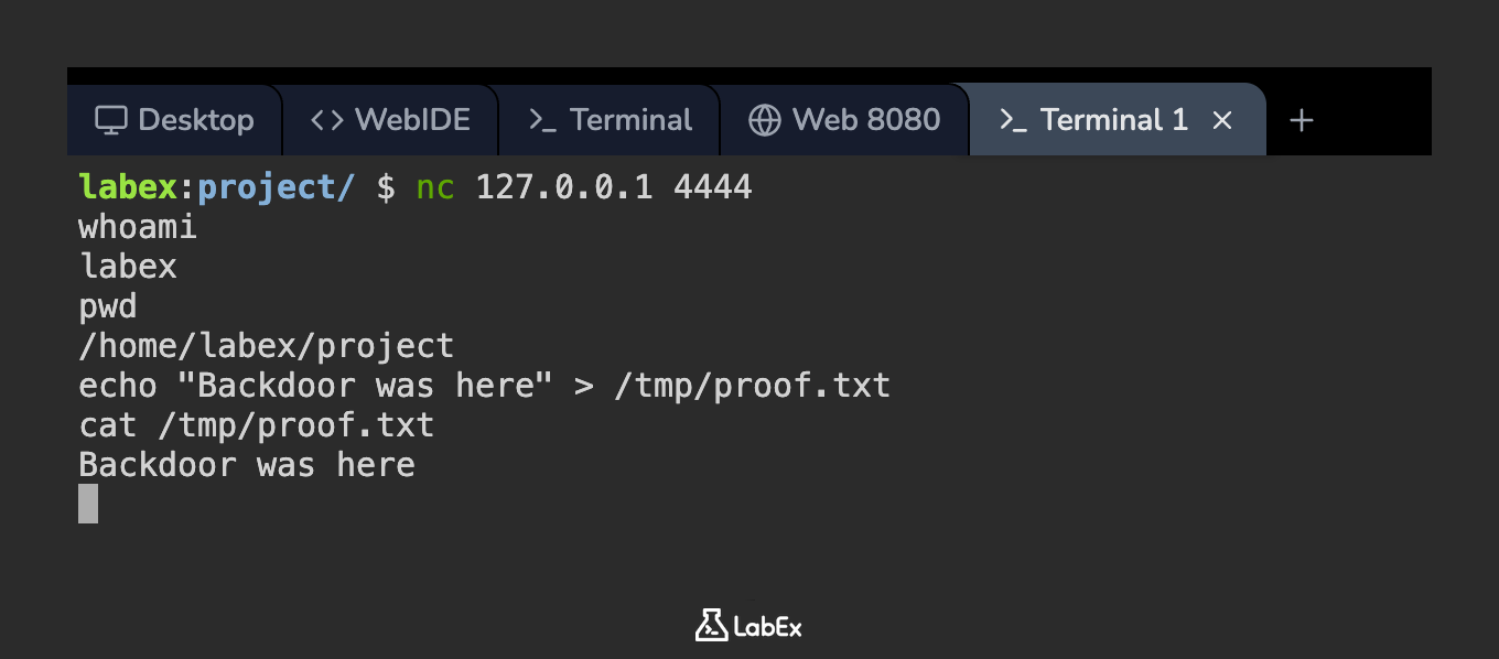 Remote command execution successful