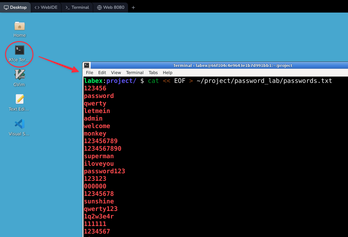 terminal open on desktop