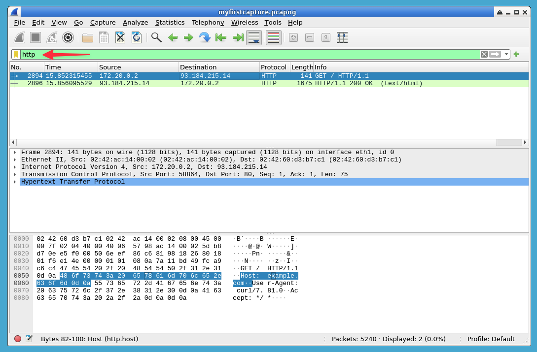 Filtro de paquetes HTTP en Wireshark