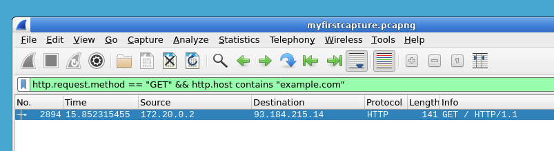 Filtro HTTP GET en Wireshark
