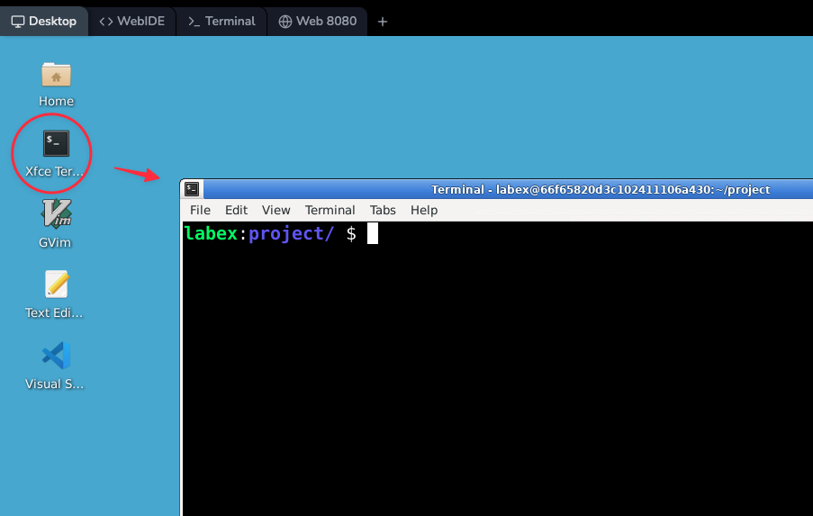 Xfce Terminal en el escritorio