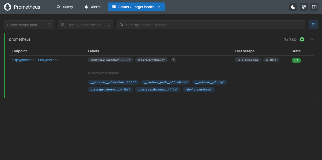 Página de Targets de Prometheus