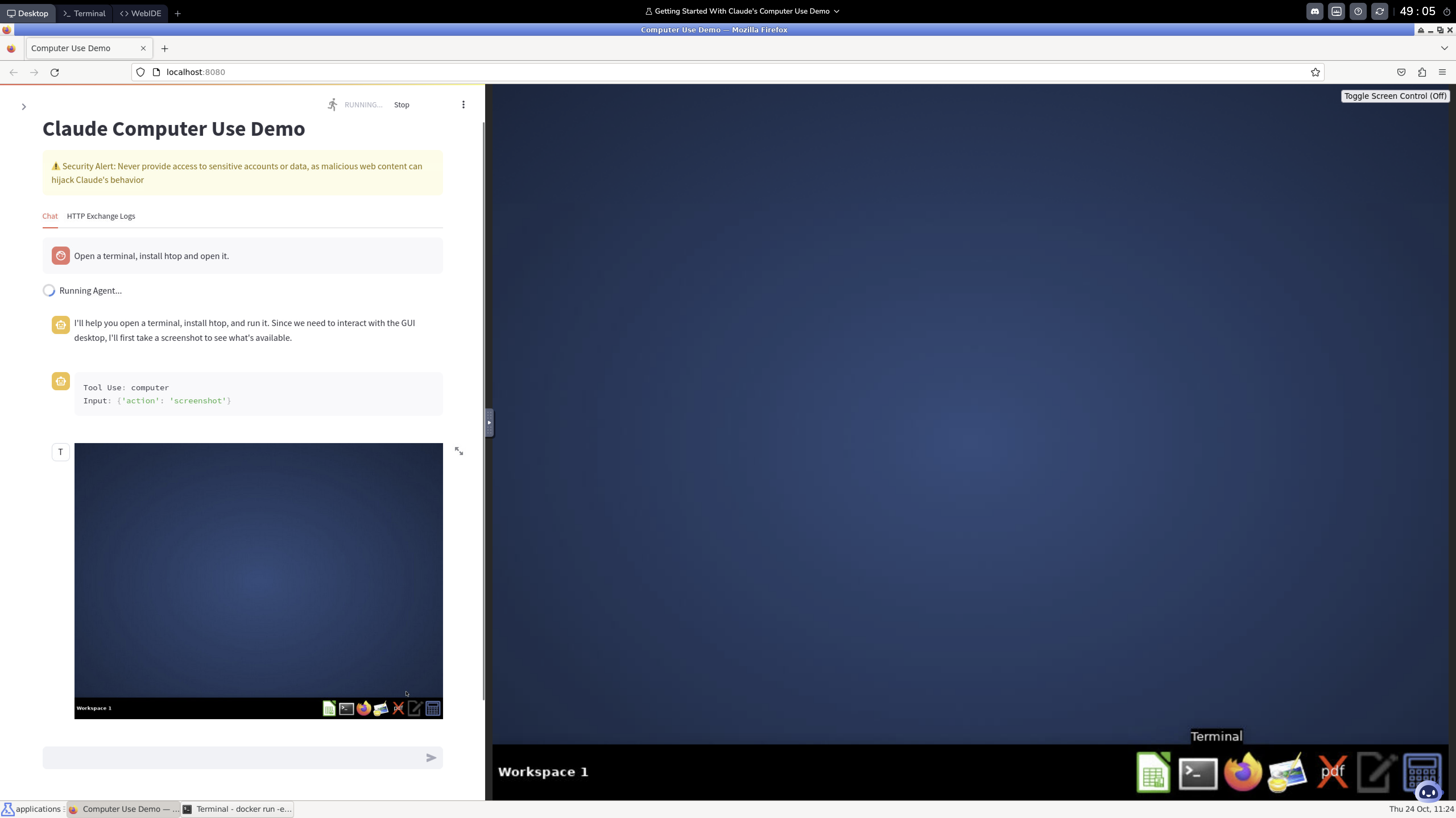 Entrada do comando do terminal do Claude