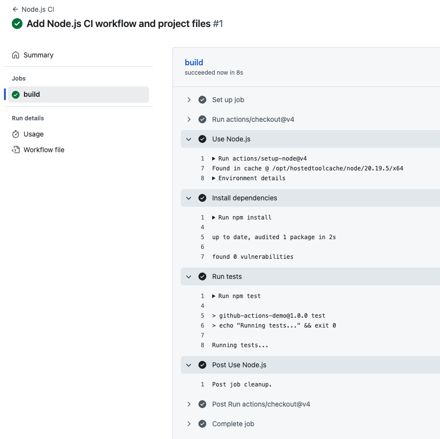 GitHub Actions logs