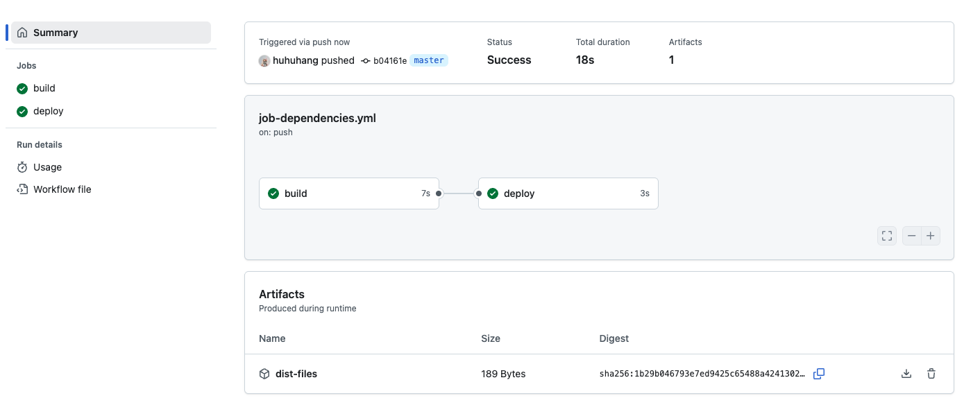 GitHub Actions job dependencies