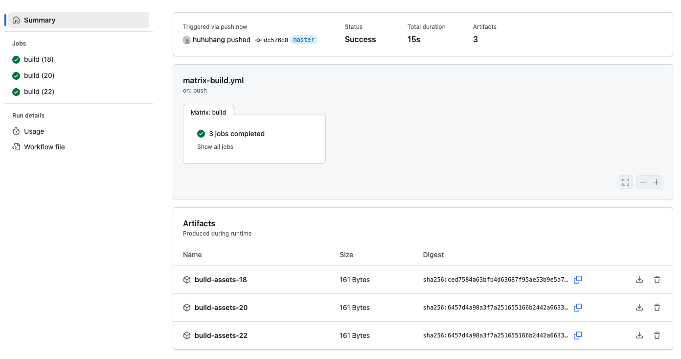 GitHub Actions matrix builds