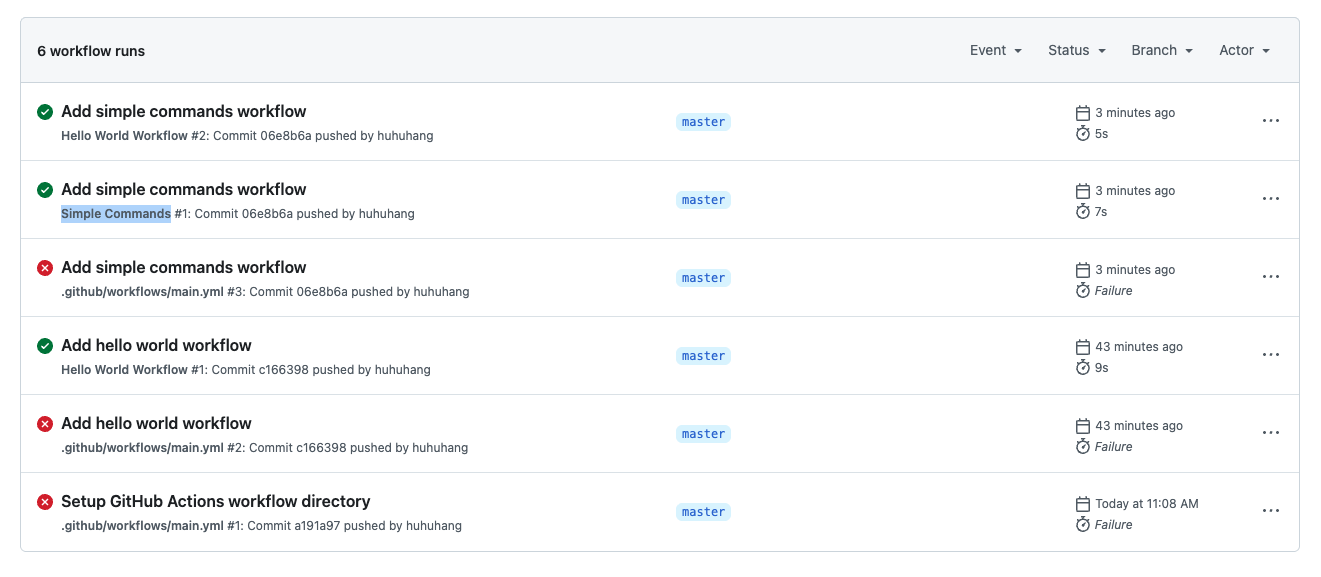 GitHub Actions tab