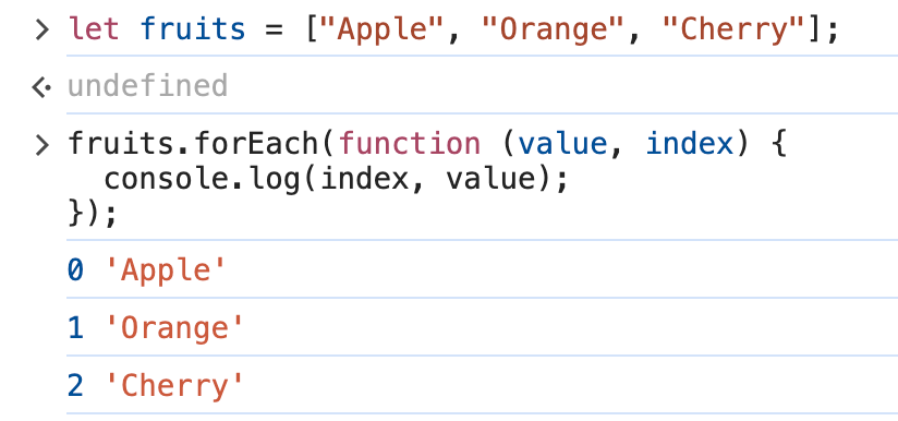 Array traversal with forEach
