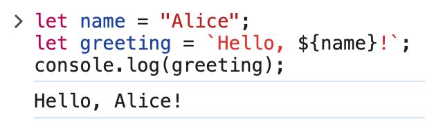 Template string example code