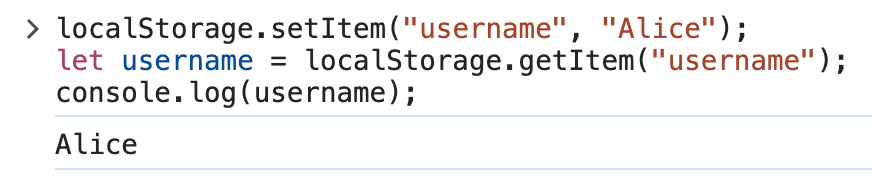 localStorage data storage example
