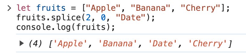 Adding elements with splice