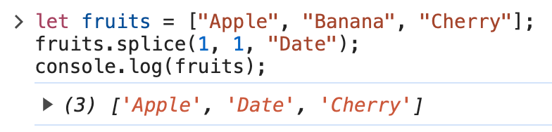 Replacing array elements with splice
