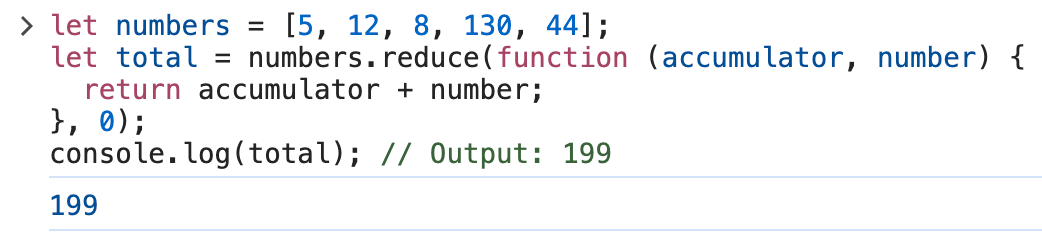 Reduce 方法示例输出