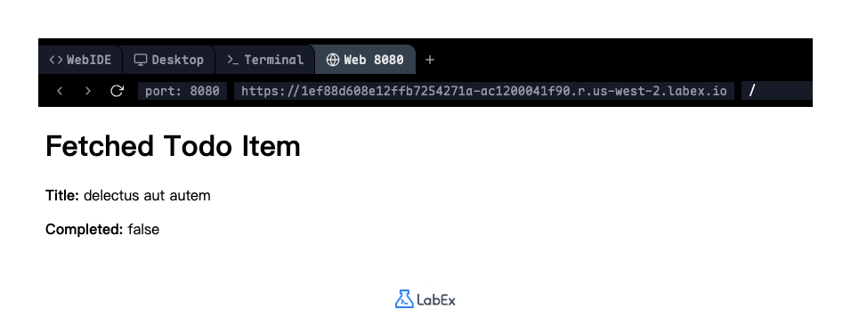 Servidor web ejecutándose en la terminal y pestaña de vista previa