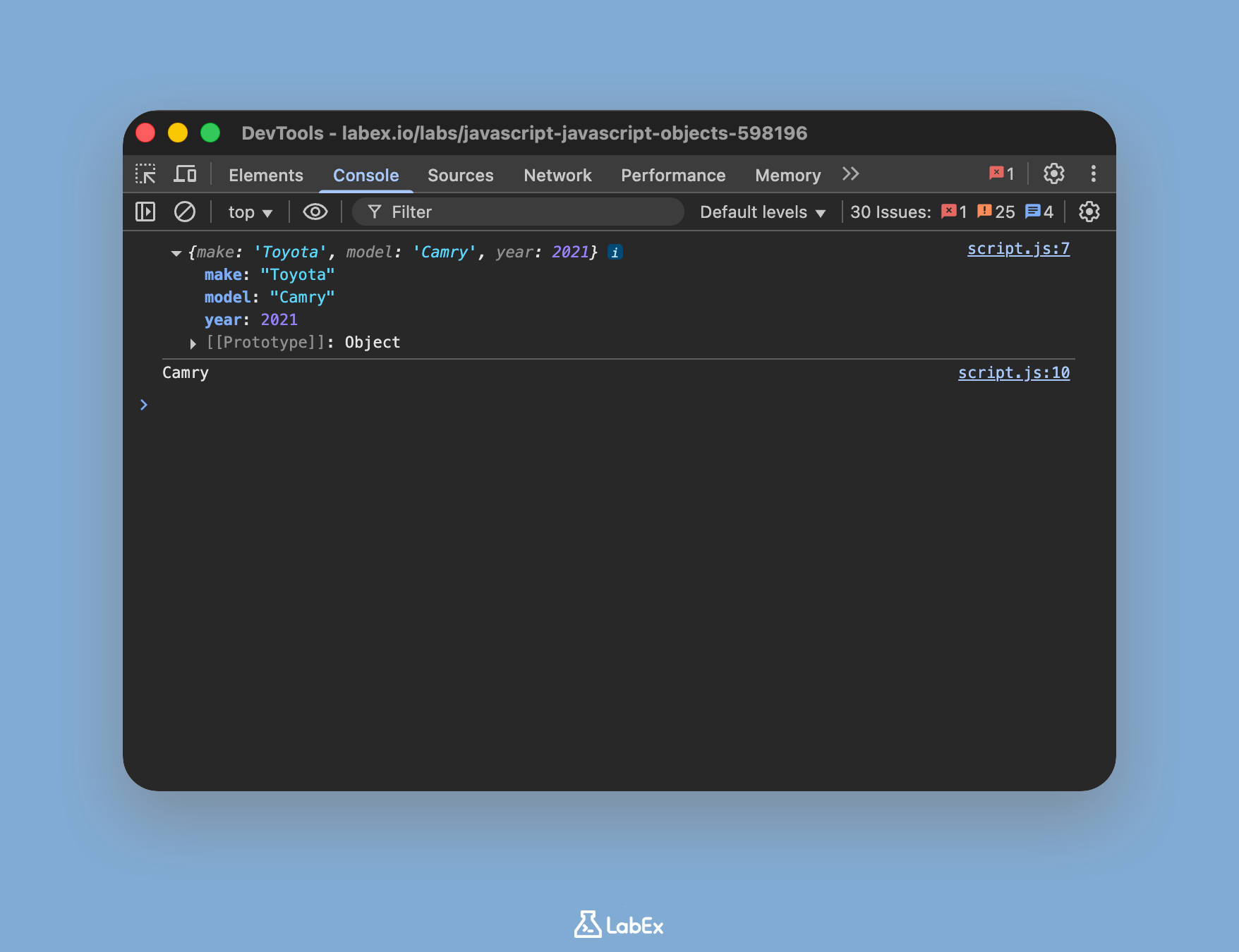 开发者控制台显示 car model 输出