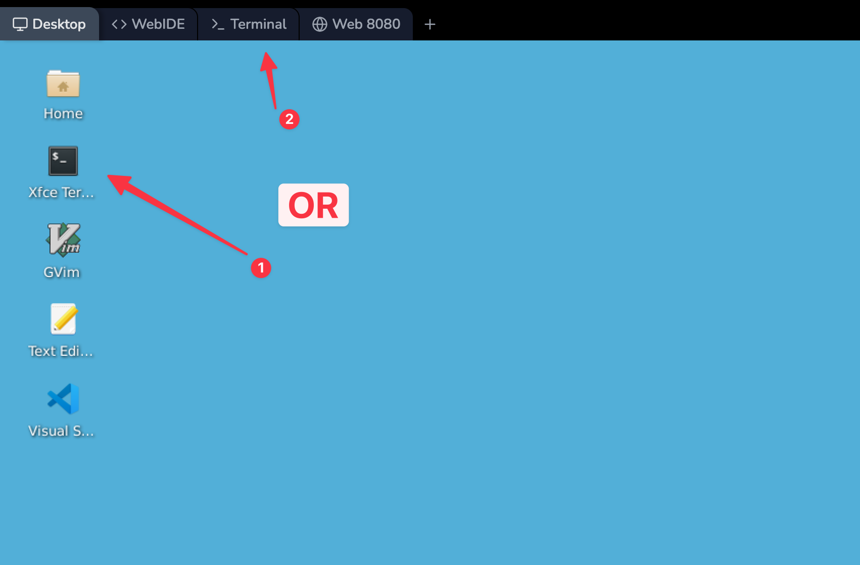데스크톱의 터미널 아이콘