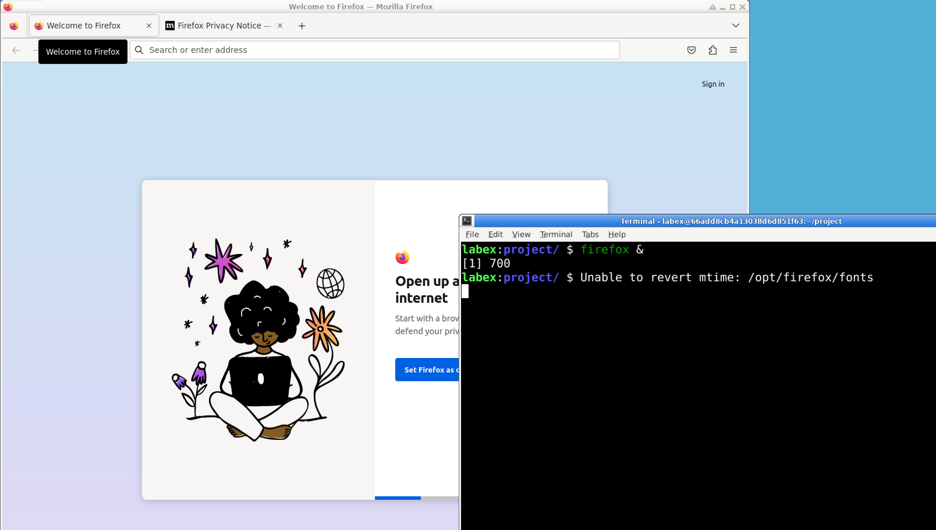 Ejemplo de terminación del proceso de Firefox