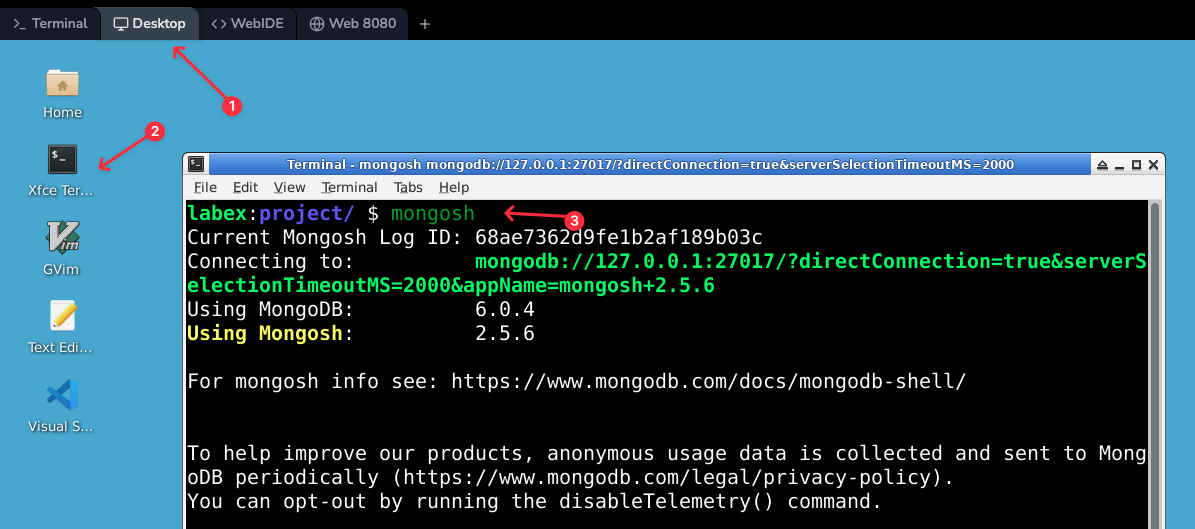在桌面界面中打开终端