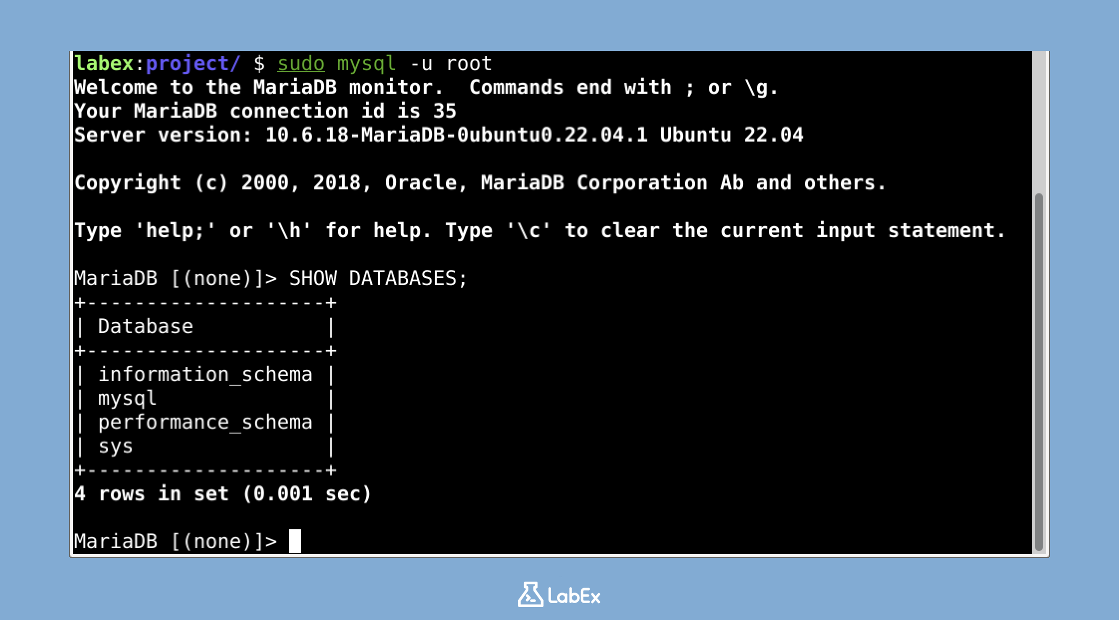 MySQL 데이터베이스 목록 출력
