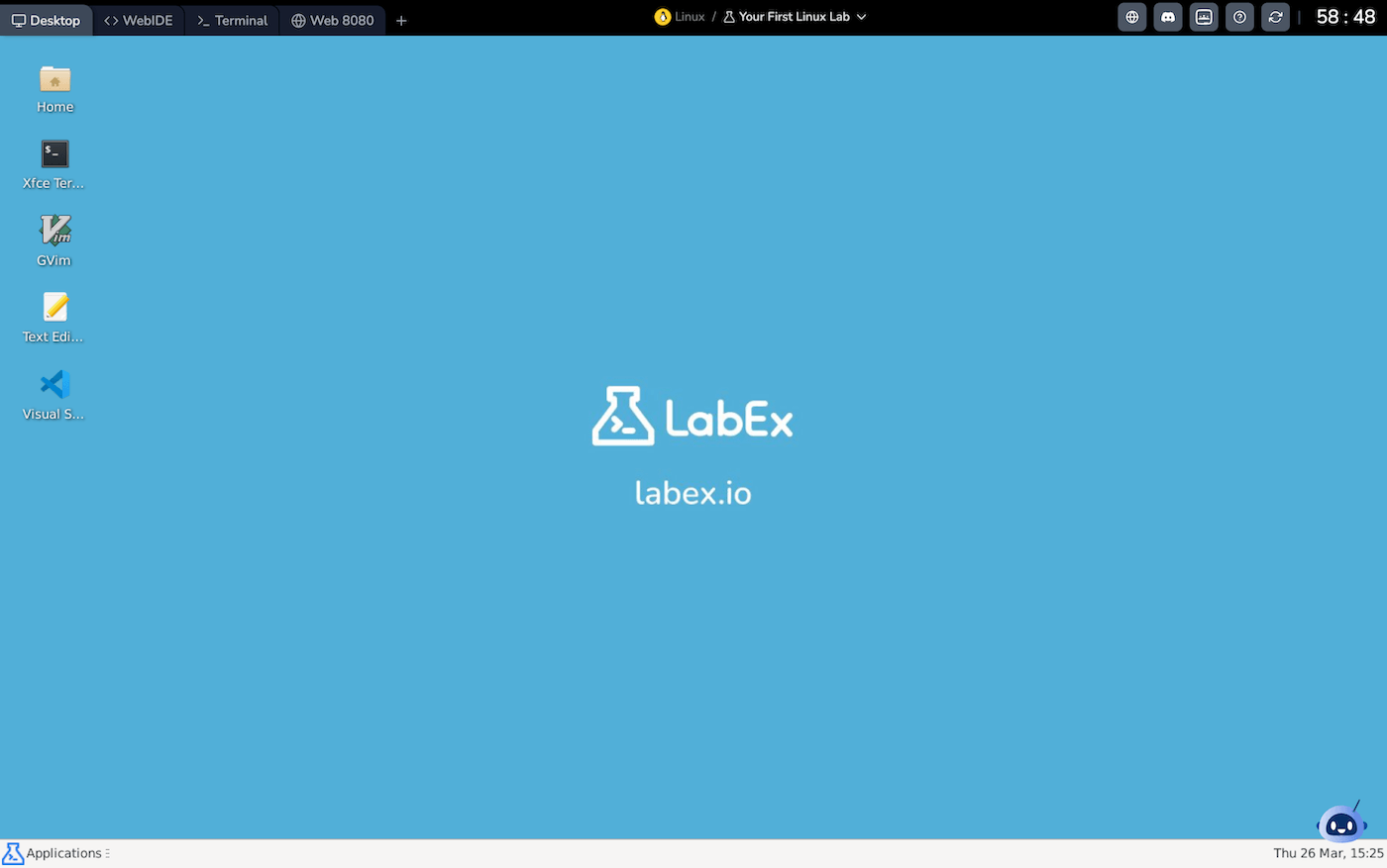 Interface de desktop do playground Kali Online do LabEx