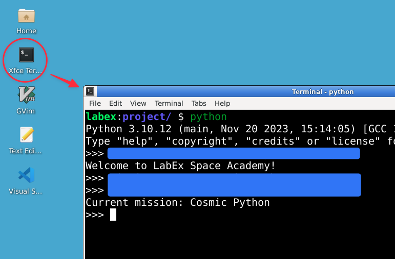 Python Shell output example