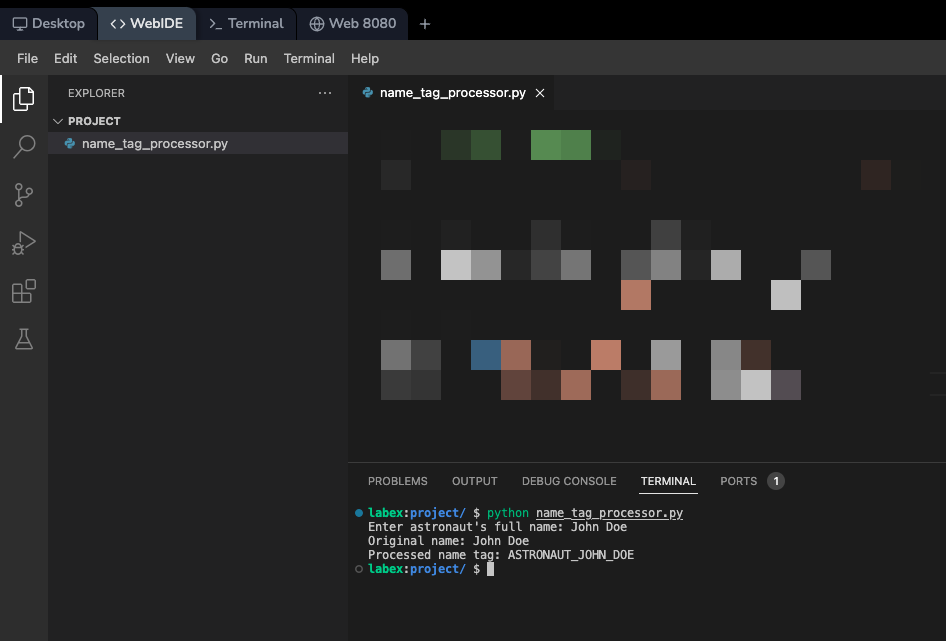 Astronaut name tag example