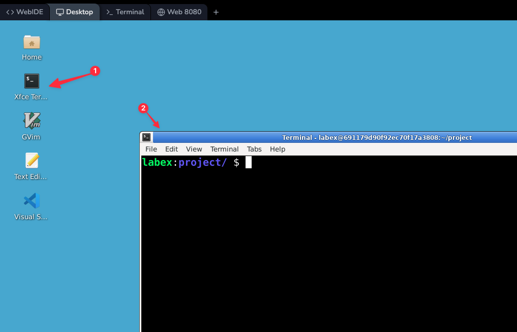 Open terminal in Desktop