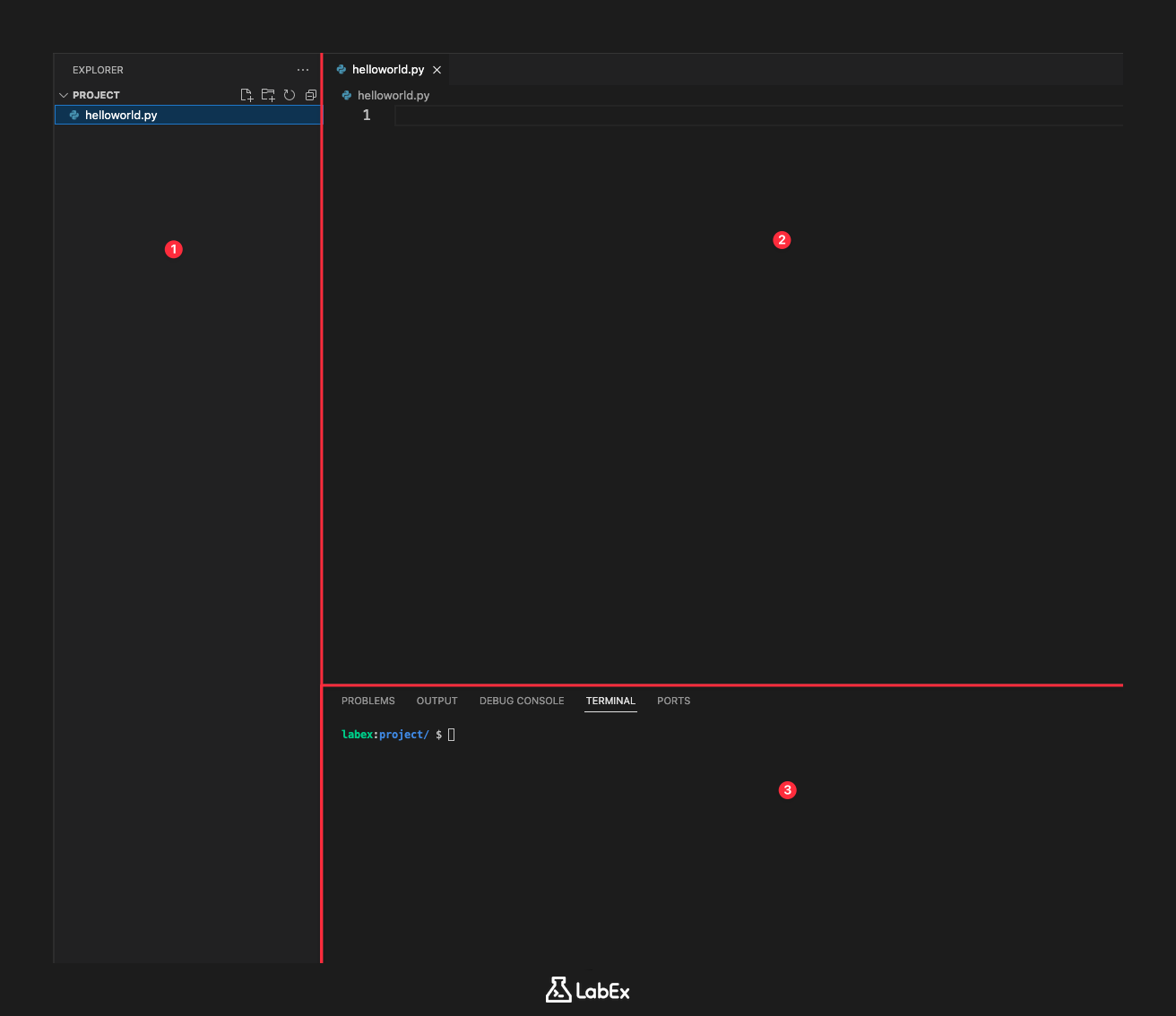 VS Code interface showing file explorer editor and terminal