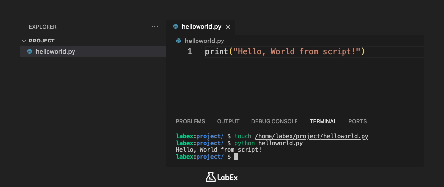 Python script output in terminal