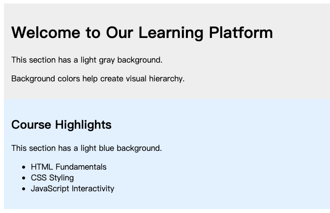 Div background color example output
