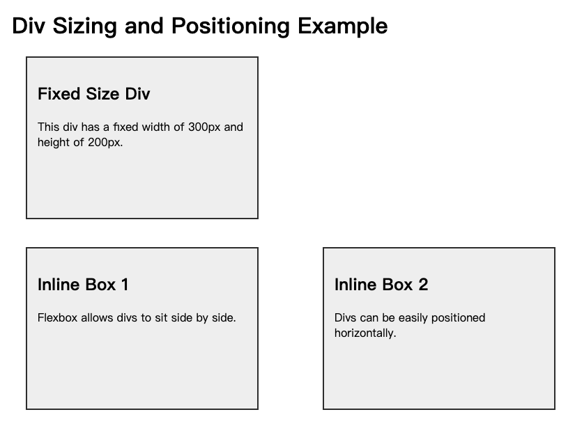 Div sizing and positioning example