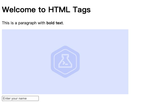 HTML tags example output