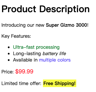 HTML span 标签样式示例