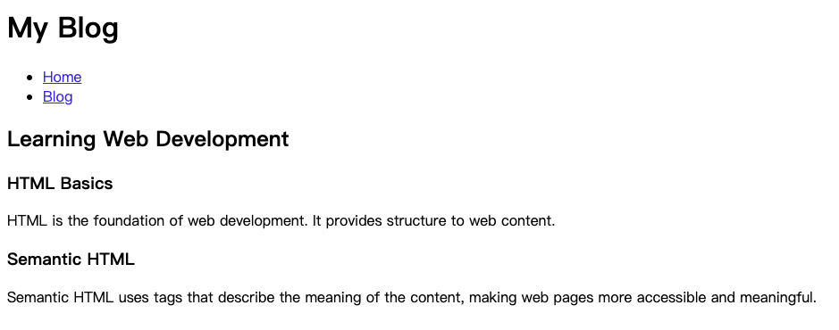 语义化 HTML 示例的浏览器视图